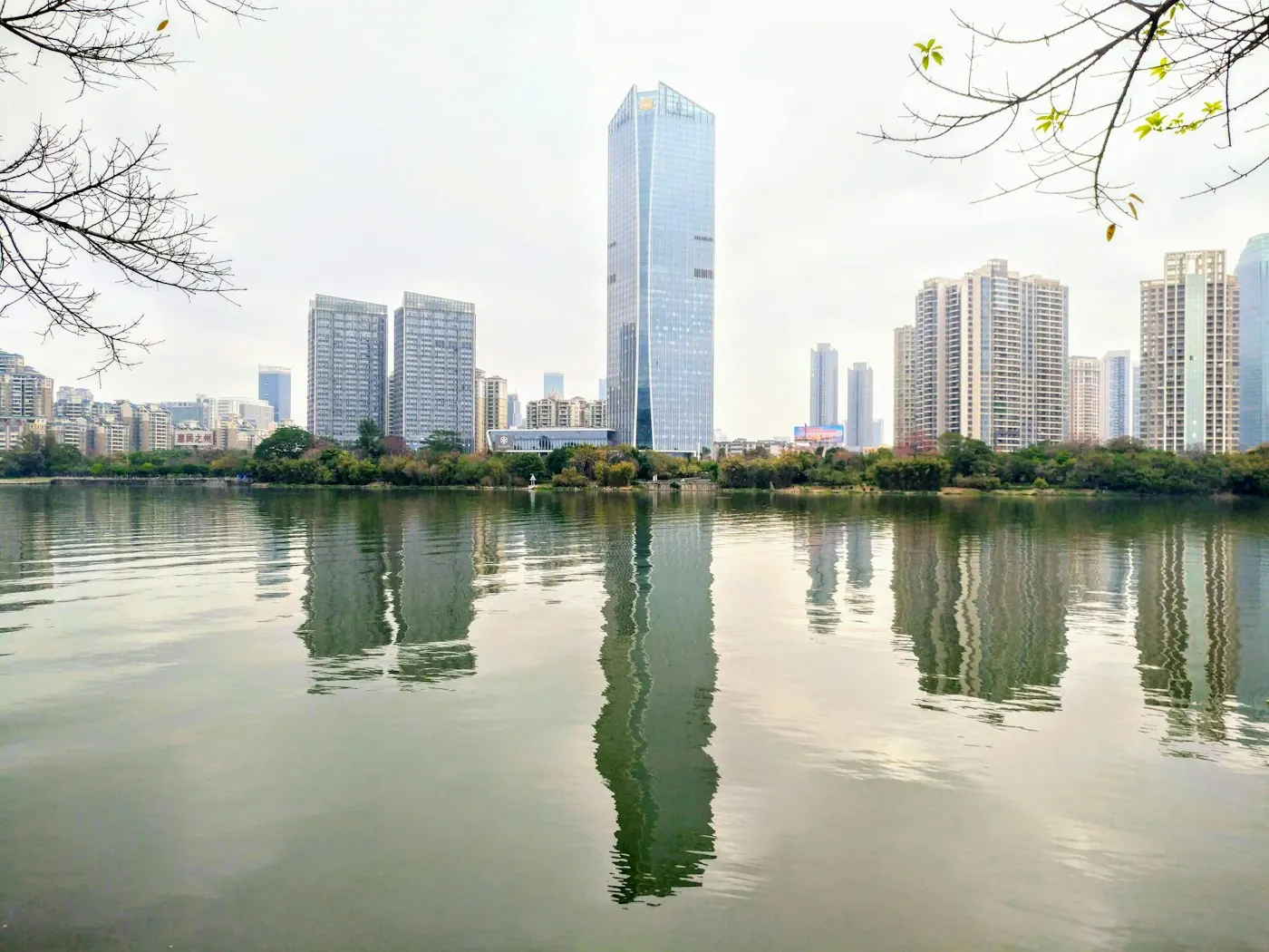 High-rise skyline and waterfront in Guangdong Province, southern China, where the company is based